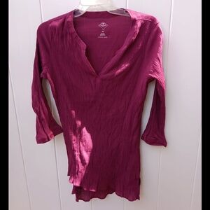 St. John’s Bay PETITE Crinkle Top Women's V-Neck 3/4 Sleeve Size: ​PS